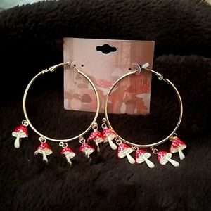 Mushroom hoop earings